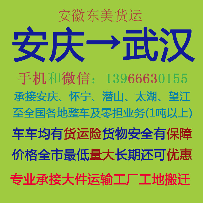 安庆物流公司 安庆至武汉物流运输 安庆到武汉配货 安庆配货站