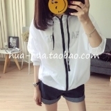2016 summer new Korean women loose bat sleeve solid color hooded orders UV sun protection clothing  T1DE712