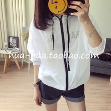 2016 summer new Korean women loose bat sleeve solid color hooded orders UV sun protection clothing  T1DE712