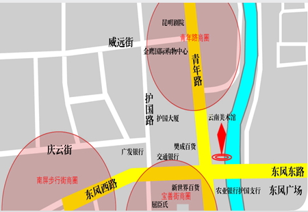 云南昆明市 公共活动场所媒体 东风东路与青年路交叉口 led媒体 编号