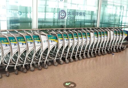 陕西省西安市机场媒体咸阳机场  T2、T3出发到达隔离区 手推车媒体  编号：XB-QT-ST-1
