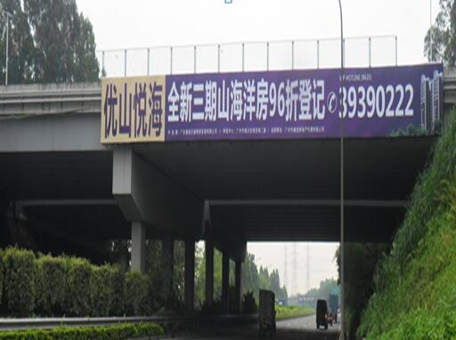 广州南沙港快速路K10+700跨线桥广告牌（大学城往南沙方向）编号：SD-NSG-017