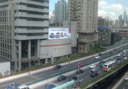 上海市交通路网媒体南北高架/重庆南路楼顶大牌编号：RY-008