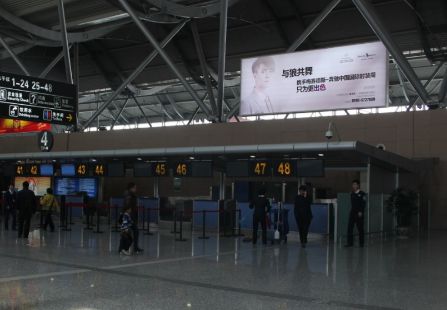 郑州 T1机场国内办票厅东安检口西办票岛上方 灯箱编号：YSW-ZZ-AP-D27