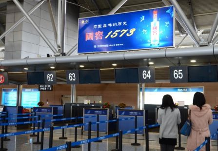 郑州 T1机场国内办票厅西安检口西办票岛上方 灯箱 编号：YSW-ZZ-AP-D28