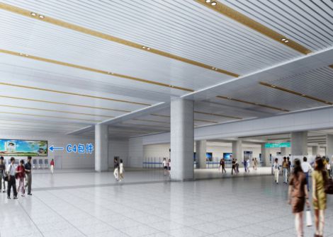 乌鲁木齐新客站 出站层南侧广厅靠西侧墙体上 LED光源灯箱 编号：DHQMT-WLMQ-005 