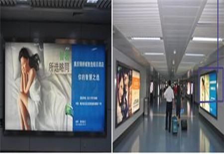 重庆市机场媒体江北国际机场航站楼到达层C指廊东头立柱（二层）灯箱编号：AM-CQ-049
