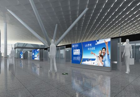 郑州机场 T2航站楼四层出发安检后通道 横版站立式灯箱  编号：YSW-ZZ-AP2-F4DD-LF21+24