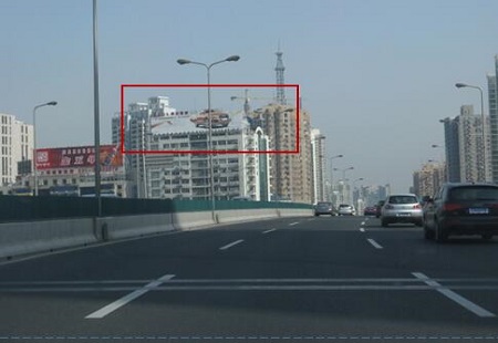 上海市交通路网媒体南北高架天目立交海鸥康恒大厦南北两侧楼顶大牌编号：GWCM-SH-001