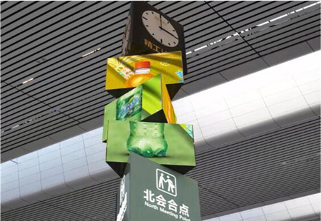 广西南宁市高铁媒体 南宁东站高架层候车区汇合点 旋转LED 编号：A7-01/02