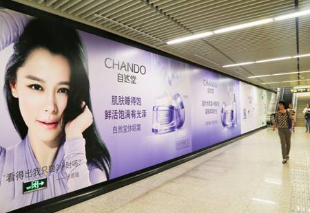 江苏苏州市 地铁媒体 品牌专区 A++ 乐桥通往站台U型区(一对) 2块梯顶+4块梯侧贴 编号:DGCM-SZ-021