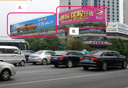 广东广州市商场媒体天河路外经贸大厦西向直板位和转角位楼顶大牌 编号:ZQGG-GZ-012