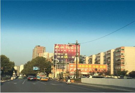 河南洛阳市交通路网媒体辽宁路与珠江路交叉口东南角看板编号：SXGG-LY-013