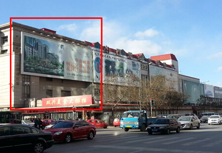 辽宁大连市商场媒体大连站北广场双兴商品城东侧墙体楼体大牌编号：SSWH-DL-007