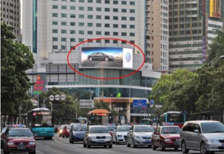 广东深圳市写字楼媒体罗湖区嘉宾路与东门南路希尔顿-彭年酒店LED编号：SJCM-SZ-001