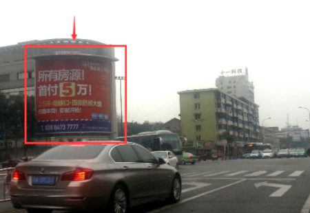 四川成都市写字楼媒体成都双林路东升宾馆楼上楼体大牌编号：THCM-CD-007