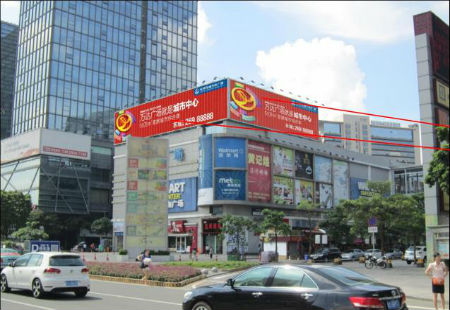 广东东莞市商场媒体南城区鸿福路凯德广场楼顶三面翻编号：BYZT-DG-021