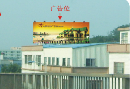 广东江门市交通路网媒体江门市荷塘西江大桥边建筑物楼顶楼顶大牌编号：HCHH-JM-001