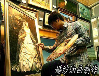 婚纱油画