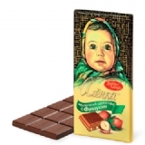 厂家直销进口俄罗斯巧克力榛仁可可粉爱莲巧巧克力100g一件代发
